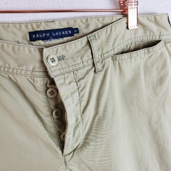 Ralph Lauren Blue Label Wide Leg Pants Button Fly size 8 Women's Green Y2K - Picture 5 of 11